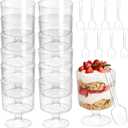 40 Dessert Cups with Spoons Sets, 5 OZ Mini Clear Plastic Parfait Cup for Party, Diposable Dessert Goblets for Fruit Mousse Pudding Appetizer Dessert Shooter Cups for New Year Party