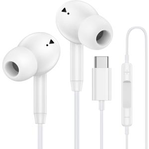 USB C Wired Earbuds Ear Buds for iPhone 17 16 Pro Max 16e 16 Plus 16Pro 15 Pro Max 15 Plus 15Pro 15 USBC in-Ear Headphones Wired Type C iPhone 16 Earbud Earphones Headsets with Microphone for Samsung (White)
