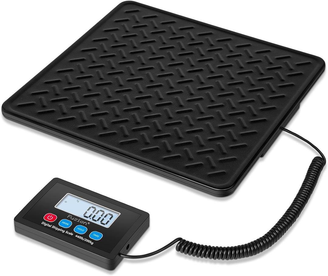 Fuzion Shipping Scale, 440LB x 10g High Accuracy Digital Postal Scale, Durable Alloy Steel Platform, Heavy Duty Scale for Packages, Postage, Luggage, Battery and AC Adapter Powered (PS4B Pro)