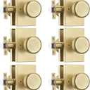 Gold Door Knob with Push Lock for Privacy, Satin Brass Bedroom & Bathroom Door Knob, 6 Pack Easy Install for Interior