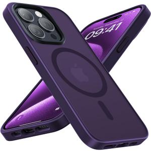 Magnetic for iPhone 15 Pro Case [Military-Grade Protection][Compatible with MagSafe][Translucent Matte] Shockproof Protective Slim Phone Case for iPhone 15 Pro, Dark Purple