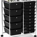 Giantex 15 Drawer Rolling Storage Cart Tools Scrapbook Paper Office School Organizer, Black