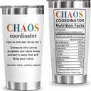 YXOTJHS Chaos Coordinator Tumbler, Chaos Coordinator Gifts for Women Boss Lady Coworker Manager Teacher Assistant Mom-Thank You Gift, Birthday Gifts for Women-20 Oz Stainless Steel Tumbler