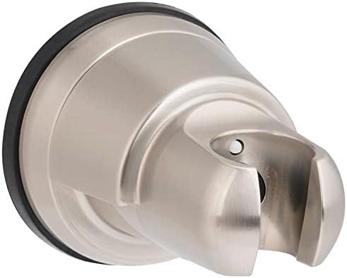 Hibbent Vacuum Suction Cup Shower Head Holder, Removable Shower Head Bracket, Height Adjustable Wall Mount ABS Plastic Suction Holder for Handheld Showerhead, Brushed Nickel