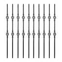 Iron Balusters for Staircase Interior (Box of 10) Stair Spindles 1/2" Square Balusters - Hollow Double Basket Single Twist Stair Balusters (Real Satin Black), E06