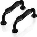 Probrico 5 Pack Matte Black Kitchen Cabinet Handles 3 Inch(76mm) Hole Centers,Cabinet Pulls Solid Zinc Alloy Cupboard Hardware for Drawer Pulls