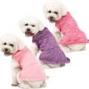 Dog Sweater, Dog Sweaters for Small Dogs, 2, 3 Pack Warm Soft Pet Clothes for Puppy, Medium Large Cat, Dogs Girl or Boy, Dog Shirt for Winter Christmas (Dress Pink+Purple+HotPink, XX-Small)
