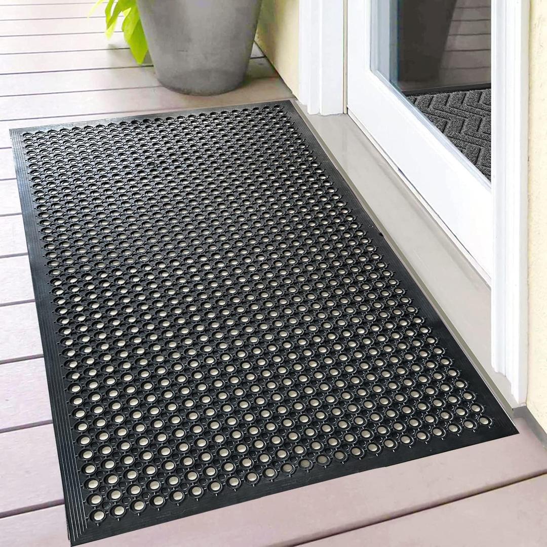 Uniboho Outdoor Rubber Floor Mats Anti Slip Commercial Resturant Kitchen Mat Rubber Drainage Mat 35x24 Inch Heavy Duty Door Mat for Garage Garden Indoor Outside Industral Pool Entrance Bar Wet Area