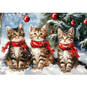 1000 Piece Puzzle for Adults Christmas Kittens Puzzle, Christmas Puzzles 1000 Pieces, Festive Cats with Scarf Puzzles for Adults 1000 Piece, Vacation Challenging for Teens