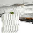 10-Sheet Upgraded Thicker Peel and Stick Kitchen Backsplash Tiles,Waterproof Self-Adhesive Vinyl Wall Tile Stick on Backsplash for Kitchen,Bathroom,Fireplace and RV(Beige,12"×12")