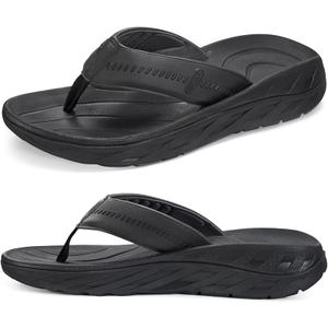 ZURIN Mens Orthotic Flip Flops Recovery Sandals Slides for Men，Comfort Thong Sandals with Plantar Fasciitis Arch Support Thick Athletic Cushion for Sports Exercise Walking Beach Indoor Outdoor Black, 13