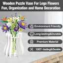Vase for Lego Flowers, Wooden Puzzle Flower Vase for Lego Flower and Artificial Flowers, Display Stand for Bouquet Building Set, Decoration for Homes and Offices, Gifts for Lego Lovers.