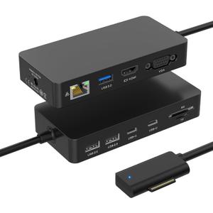 New MS Dock 2, 11 in 1 Docking Station with 4K@60HZ HDMI+VGA,Ethernet,USB-C/USB-A,SD/TF, for Pro 10/9/8/X/7/6/5/4/3, Laptop Go, Laptop 6-1, Book