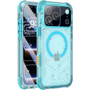 for iPhone 17 Pro Waterproof Case with Magsafe, Built-in [Camera & Screen Protector] [Lanyard], IP68 Water Proof Full Body Dustproof Heavy Duty Frosted Protective Phone Cover, 6.3" Teal