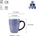 Selamica 16 oz Ceramic Coffee Mugs Set of 6, Ceramic Tea Cup with Handle, Dishwasher oven microwave safe, Vintage Blue