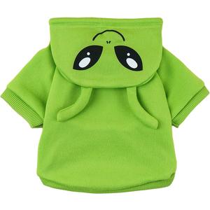 QWINEE Alien Dog Hoodie Dog Warm Jacket Coat Puppy Sweatshirt Christmas Halloween Dog Costume Cosplay Winter Dog Clothes Pet Apparel for Small Medium Dogs Cats Kitten Solid Green S