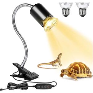 Reptile Heat Lamp, UVA UVB Reptile Light with 360 Rotatable Hose and Timed, Heating Lamp with 2 Bulbs Suitable for Bearded Dragon Reptiles Turtle Lizard Snake (Heat Lamp 25w/50w Bulb)