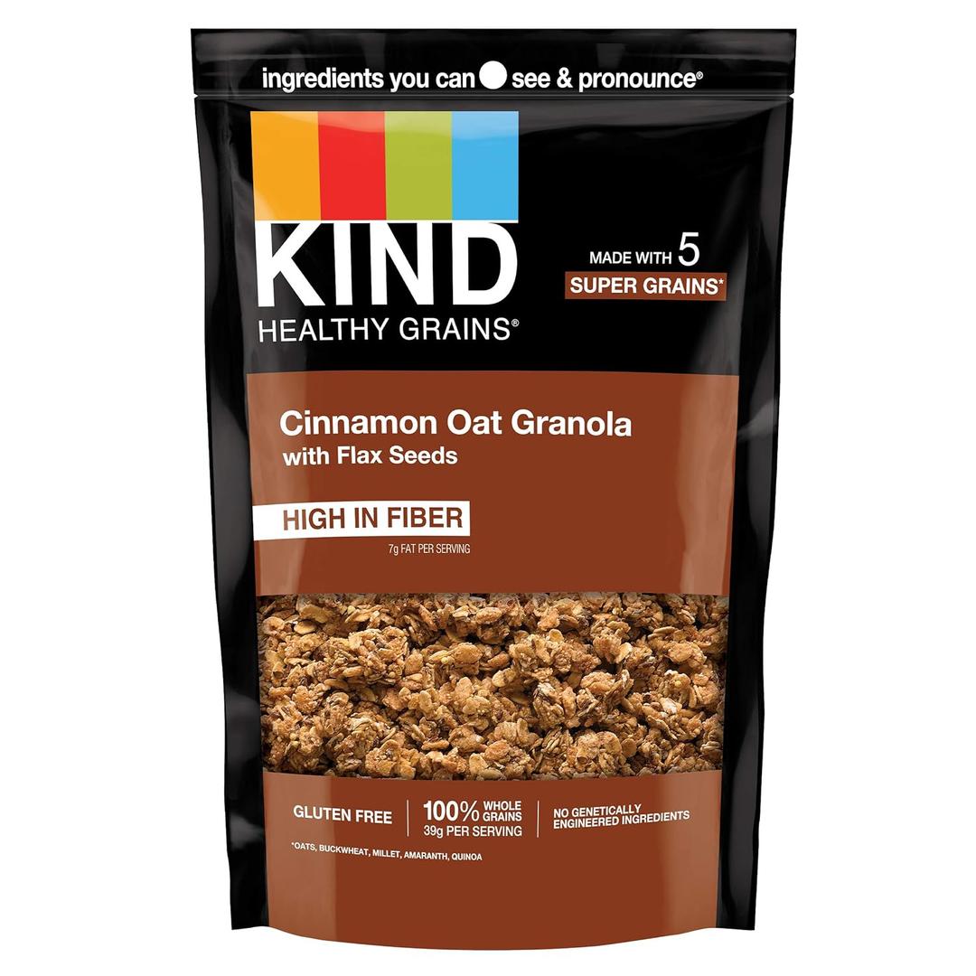 KIND Healthy Grains Granola, Cinnamon Oat Clusters with Flax Seeds, Healthy Snacks, Gluten Free, 100% Whole Grains, 5g Protein, 11oz, 1 Count (EXP 01/27/26)