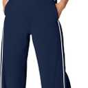 SENSERISE Womens Summer Jumpsuits Dressy Casual Sleeveless Mock Neck Top Wide Leg Pants Romper with Pockets (Medium, Navy Blue)