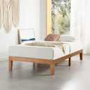 Mellow Naturalista Classic 12 Inch Solid Wood Platform Bed with Wooden Slats, Twin XL, Natural Pine