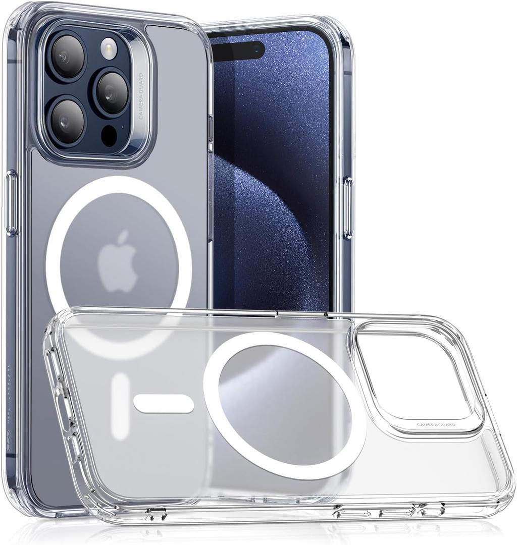 ESR for iPhone 15 Pro Case, Compatible with MagSafe, Shockproof Military-Grade Protection, Scratch-Resistant Back, Magnetic Phone Case for iPhone 15 Pro, Classic Hybrid Case, Frosted Clear