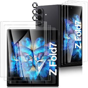Fotbor [3+3+3 Pack Screen Protector for Samsung Galaxy Z Fold 7, Flexible EPU Inner Screen Film, 9H Tempered Glass Back & Camera Lens Protector, Auto-Repair, Anti-Scratch, High Definition