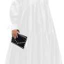 Women's Long Sleeve Maxi Shirt Dress Elegant Button Down Loose Swing Party Dress (3X-Large, 87white)