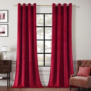Guibaf Christmas Red Velvet Curtains 80 inches Long Grommet Blackout Curtains for Bedroom Light Blocking Thermal Insulation Drapes Set of 2 Panels 52x 80