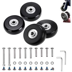 40mm Set of 4 Luggage Suitcase Replacement Wheels for Trolley Case Travel Bags Caster Inline Roller Skating Roller Swivel Rubber Rollers Bearings Casters Repair Kits with Axles 30mm&35mm&60mm