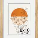 IBUYKE 8x10 Picture Frame,Solid Oak Wood 8x10 Photo Frame with Mat to 5x7,10x8 Picture Frames With Tempered Glass,Tabletop or Wall Mount Display,Home Decor,Natural Oak 8 x 10 Frame,UWPF0810N