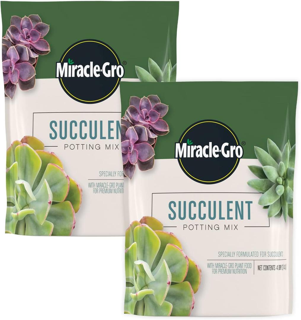 Miracle-Gro Succulent Potting Mix - Potting Soil Mix for Indoor Succulents, Aloe Vera and More, Made with Miracle-Gro Plant Food, 4 qt. (2-pack) (EXP 06/01/25)