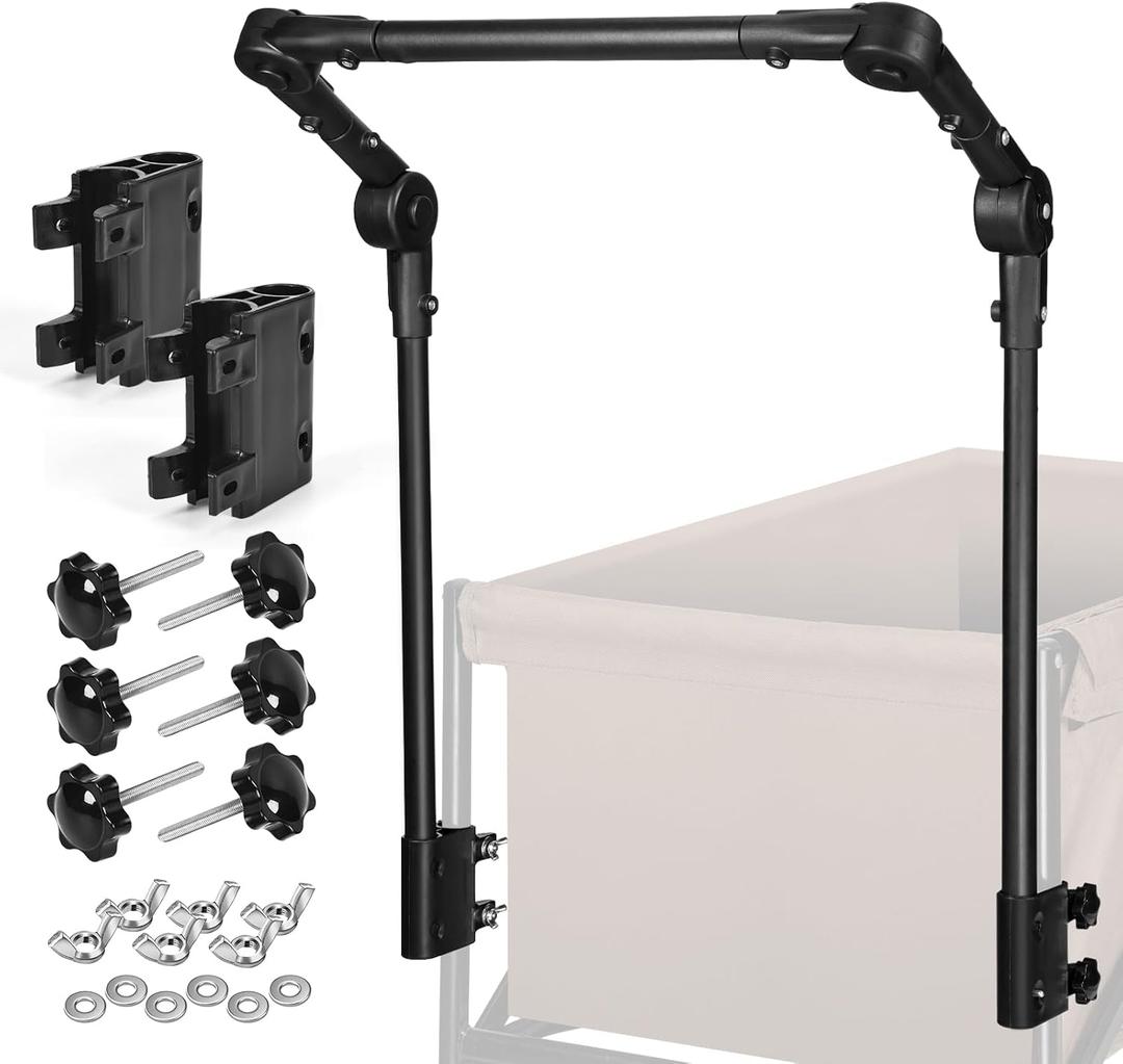 Universal Folding Wagon Push Handle Attachment for Camping Wagons/Strollers/Beach Carts,Upgraded Adjustable Wagon Handle Kit for Metal Round & Square Frame