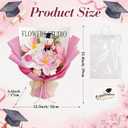 Giegxin Graduation Crochet Flowers Bouquet Set 2026 Grad Cap Plush Bear Hand Knitted Tulip Daisy Sunflower Rose Bouquet Greeting Card Gift Bag for Wedding Birthday Party Favors (Pink)