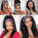 Kinky Straight Headband Wigs for Black Women, Yaki Straight Half Wigs Soft Natural Wigs Glueless & No Lace Front Synthetic Wigs with Black Headband for Daily Party