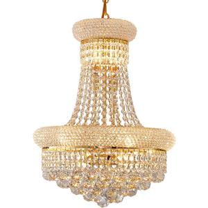 10 Lights Gold Finish Empire Crystal Chandelier Lighting for Dining Room Living Room Foyer Hallway Bedroom Entryway (Dia 18'') (22" H x18" D)