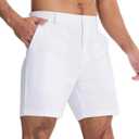 SNOWTEN Men's Classic Fit 7/9/11 Inch Golf Shorts Basic Lightweight Stretch Hiking Casual Short with 2 Pockets and 1 Hidden (White)