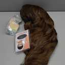 Mens Long Wavy Blonde Wig Natural Looking Synthetic Hair Wigs with Mustache and Glasses for Costume Halloween Party