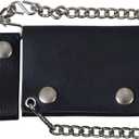Hot Leathers WLB1001 Black, 4" Classic Black Wallet with Chain (Black, 4")
