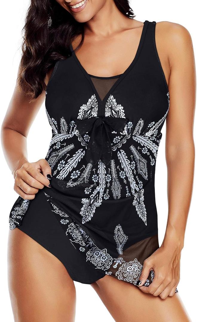 American Trends Bathing Suits Tummy Control Womens Mesh Swimdress One Piece Swimsuits for Women Athletic Swimwear (20-22)