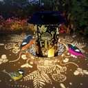 Solar Bird Feeder,Metal Wild Bird Feeders for Outdoor Hanging, Waterproof Outside Large birdfeeders for Cardinals,Mushroom Shaped Solar Garden Decor Lantern as Gift for Bird Lovers