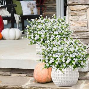 NETAP Outdoor Artificial Flowers UV Resistant, 20 Bundles Fake Realistic Floral Greenery Plants for Outside Porch, Window Boxes, Garden, Yard, Inside Home Table Decor, White