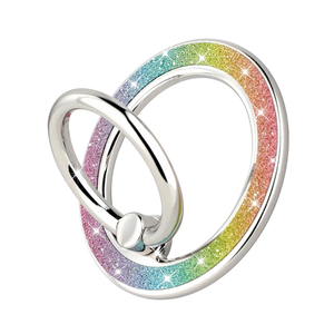 Ring Holder Compatible with Magsafe, Magnetic Cell Phone Glitter Bling Ring Stand Metal Kickstand for Phones and Cases- Glitter Gradient Rainbow