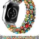 Moolia Stretch Natural Stone Strap Compatible with Apple Watch Bands 40/42/41/38mm Women, Jasper Handmade Bracelet Boho Beaded Band for iWatch Series 11 10 9 8 7 6 5 4 3 SE/Ultra 3 2 1