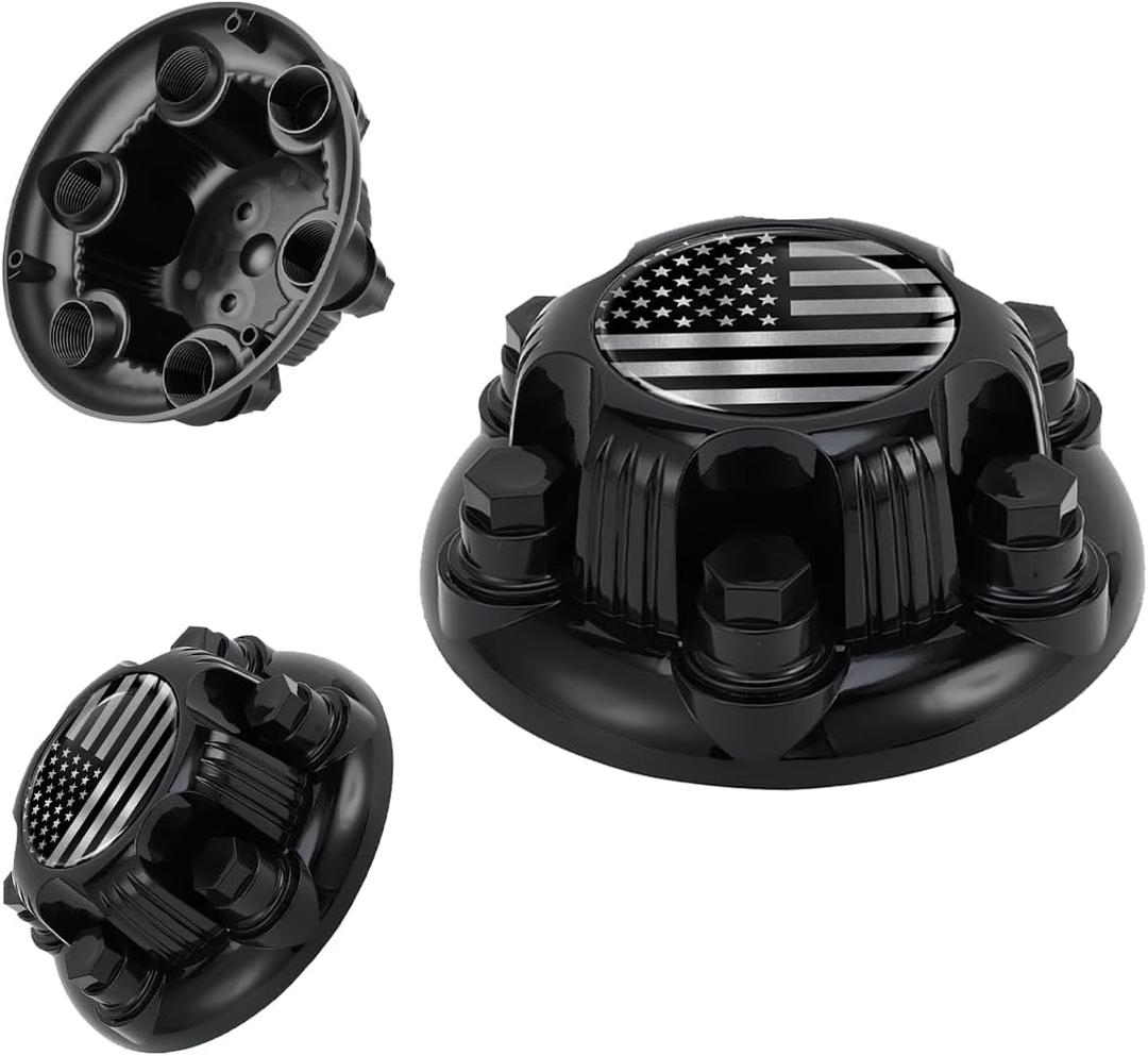8 Lugs Wheel Center Caps Fit for Silverado Avalanche Suburban Express Sierra Yukon Savana 1500 2500 3500 16" Rim Hub Cover Replace (6 Lugs Bright Black Black American)