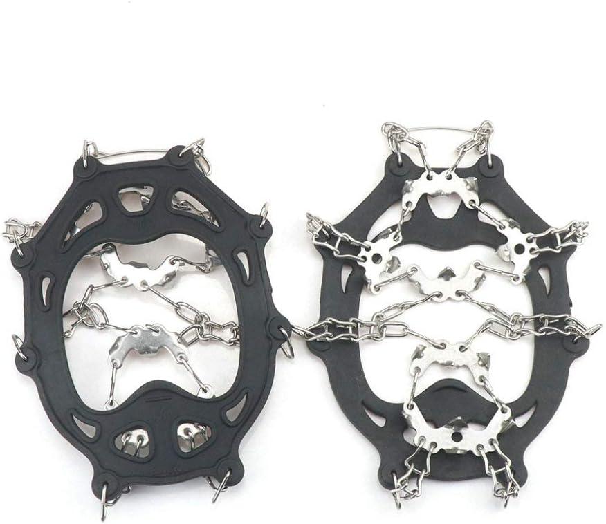 Outdoor Rock Climbing 19 Teeth Slip Shoe Covers Ice Fishing Snowshoes Covers (Medium, Black)