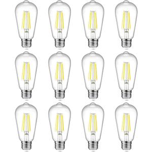 Ascher 12 Pack Vintage LED Edison Light Bulb 60W Equivalent, Decorative Antique Filament Light Bulbs with 80+ CRI, Cool White 4000K, 700 Lumens, E26 Base, Non-Dimmable