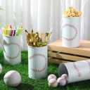 Domensi 6 Pcs Baseball Party Decorations Table Centerpiece Baseball Themed Vase Galvanized Metal Tin for Artificial Flowers Sports Utensil Holder for Kitchen Home Party Supplies