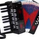 Accordion 17 Piano keys 8 Bass Button Kids Accordion Musical Instrument Mini Beginner Accordian Toy Gift (Black)