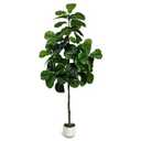LuceAlberi Artificial Fiddle Leaf Fig Tree 6FT - Large Fake Trees with White Planter, Tall Faux Ficus Lyrata Tree Floor Plants for Indoor Home Decor Office Living Room Housewarming Gift, 1Pack