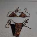 Women's 2 Pieces Zebra Striped Bikini Set Halter Triangle Swimsuit Y2K Tie Side Bathing Suit M